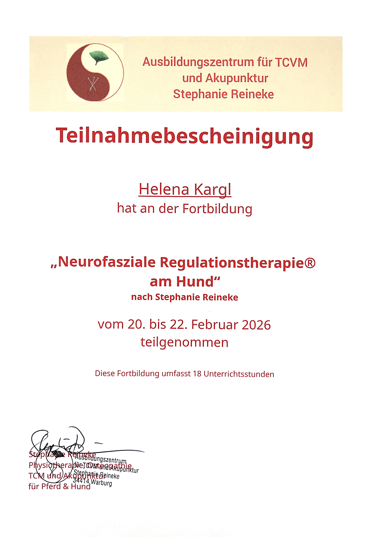 Zertifikat-Neurofasziale-Regulationstherapie